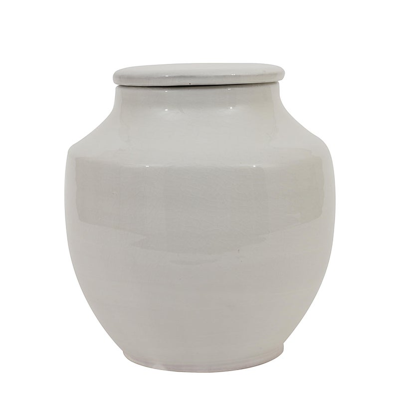 Creative Co-Op Small Round White Terracotta Cachepot - Image 1